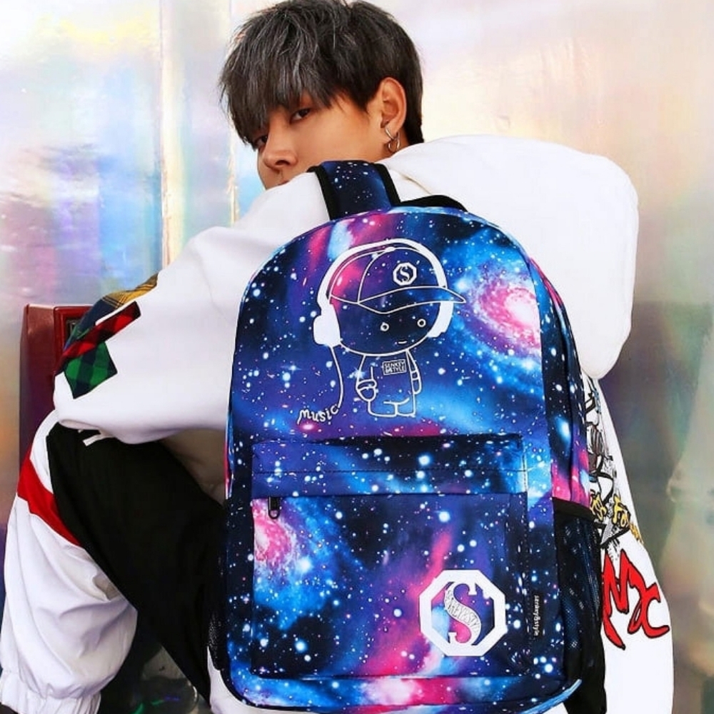 Sensky & Style Galaxy Print Anime Music Lover Lightweight Roomy Padded Backpack - Picture 2 of 16